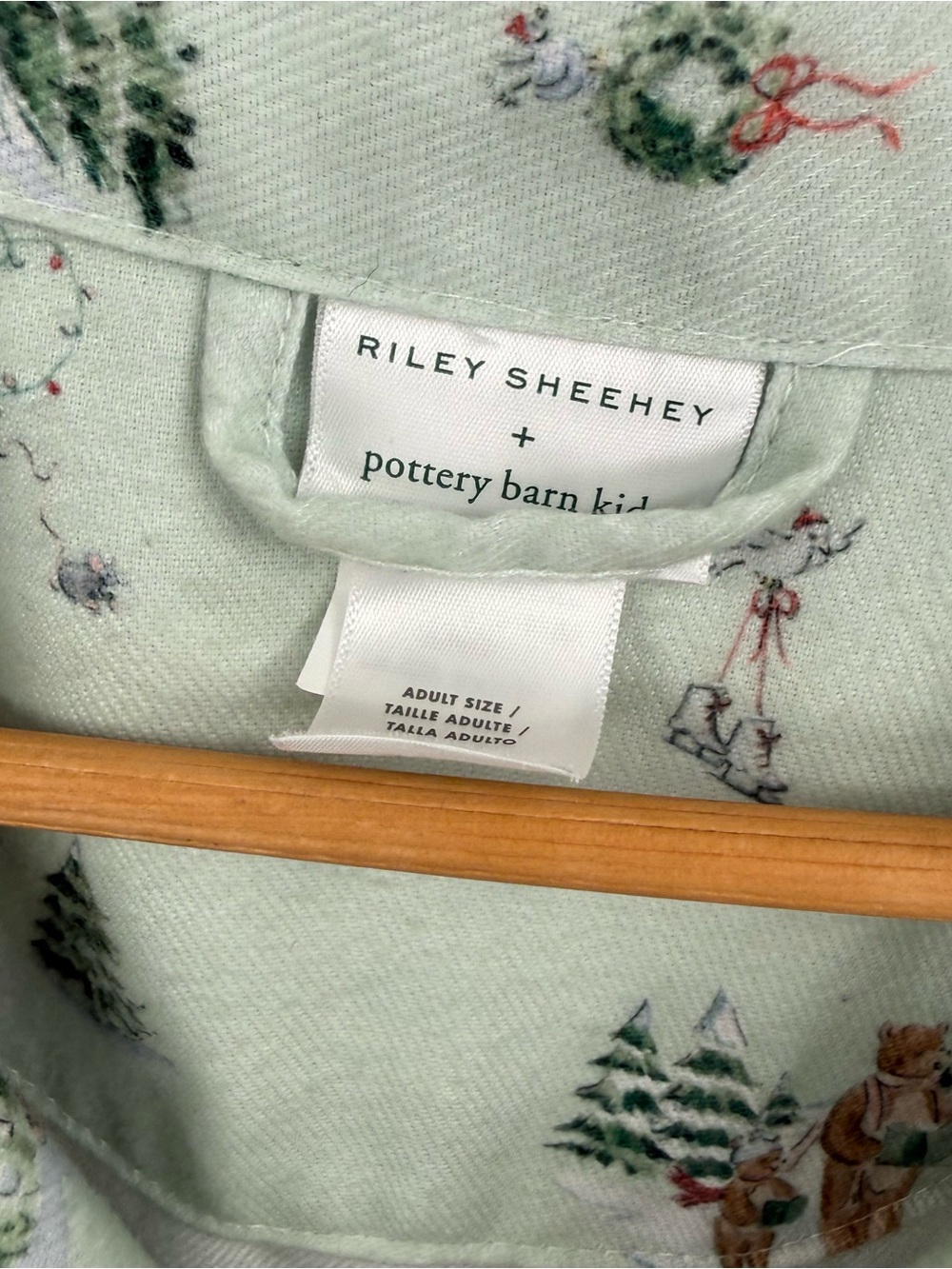 Pottery Barn x Riley Sheehey Holiday Adult Flannel Pajama Set size XL Green - Picture 6 of 10